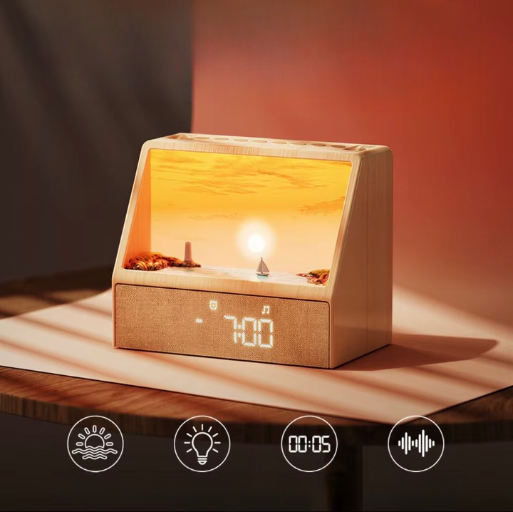 SunriseLamp™ – Lampka Nocna z Budzikiem Słońca i Głośnikiem Bluetooth